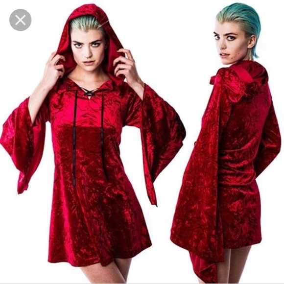 velvet hooded dress